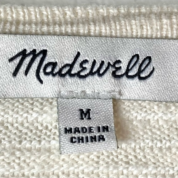 Madewell Ryder sweater lightweight stripe front pockets open cardigan ivory - Picture 3 of 6